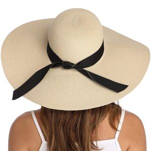 Lanzom Womens Wide Brim Straw Hat- 5.5 inches